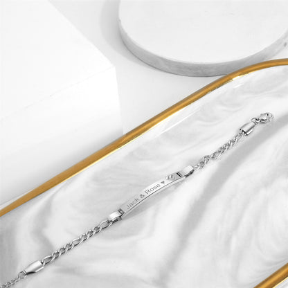 Personalized Love Heart Figaro Link Chain Bracelet - Boniskiss