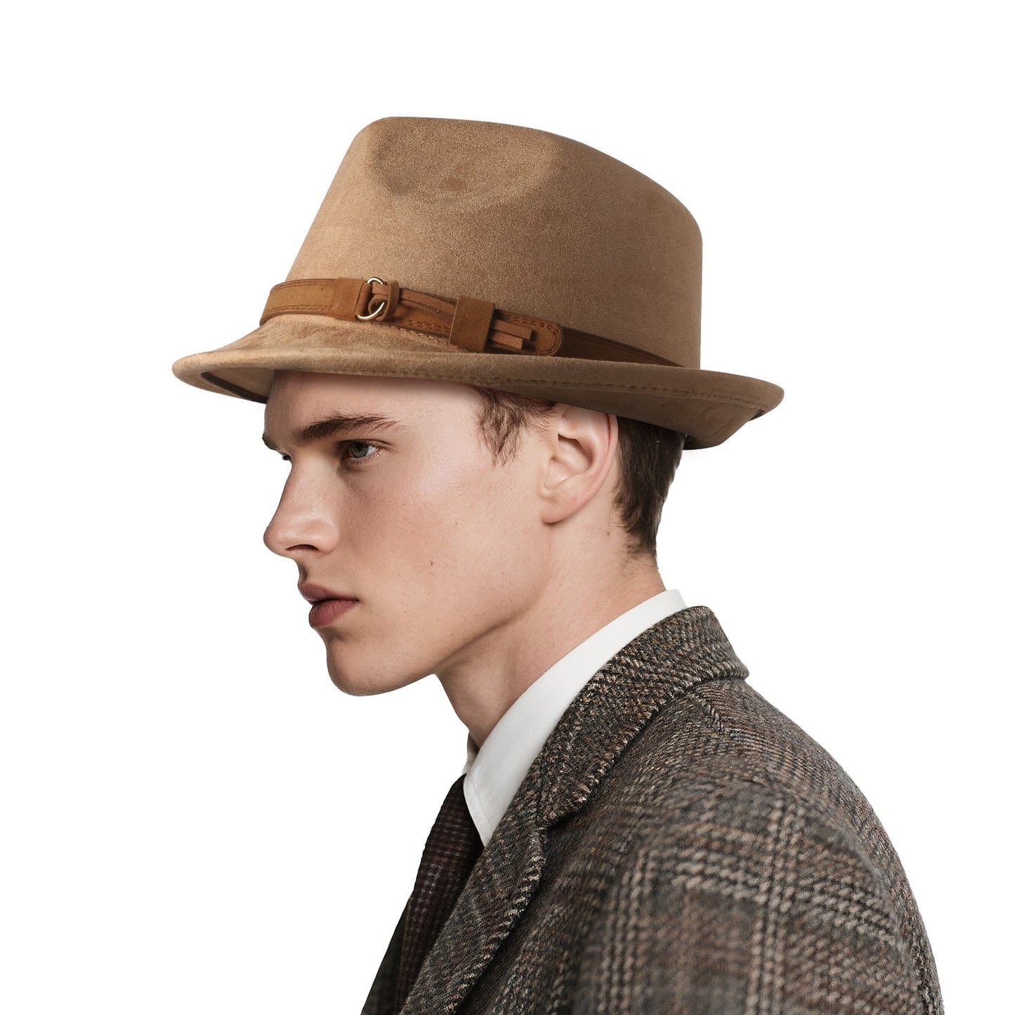 Classic Manhattan Felt Mafia Hat with Belt - Boniskiss