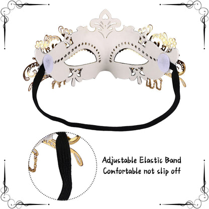 Boniskiss Women's Tassel Mask - Metal Rhinestones Venice Masks for Halloween Carnival Party Masquerade