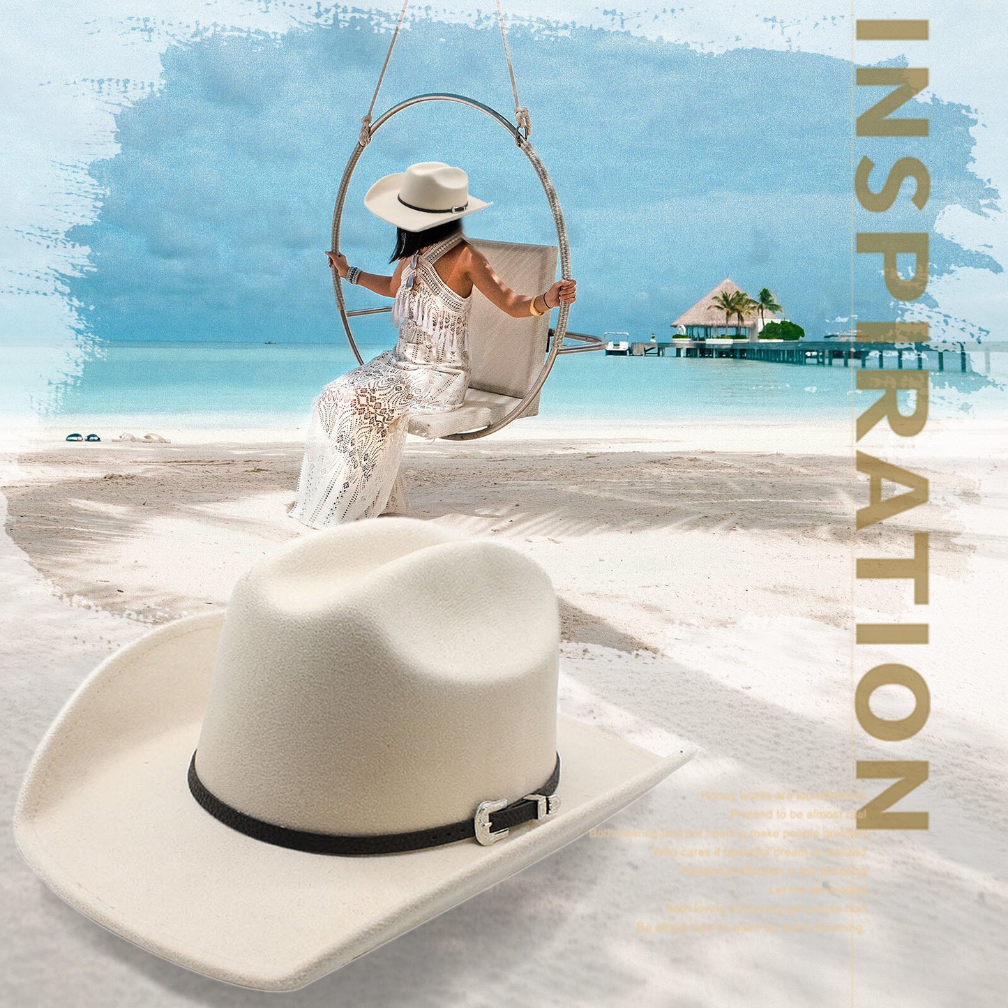 Chapeau Fedora classique de cow-boy/cowgirl avec ceinture - Boniskiss