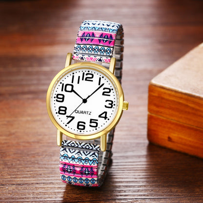 Boniskiss "Tale" Women's Boho Printed Elastic Band Wrist Watch