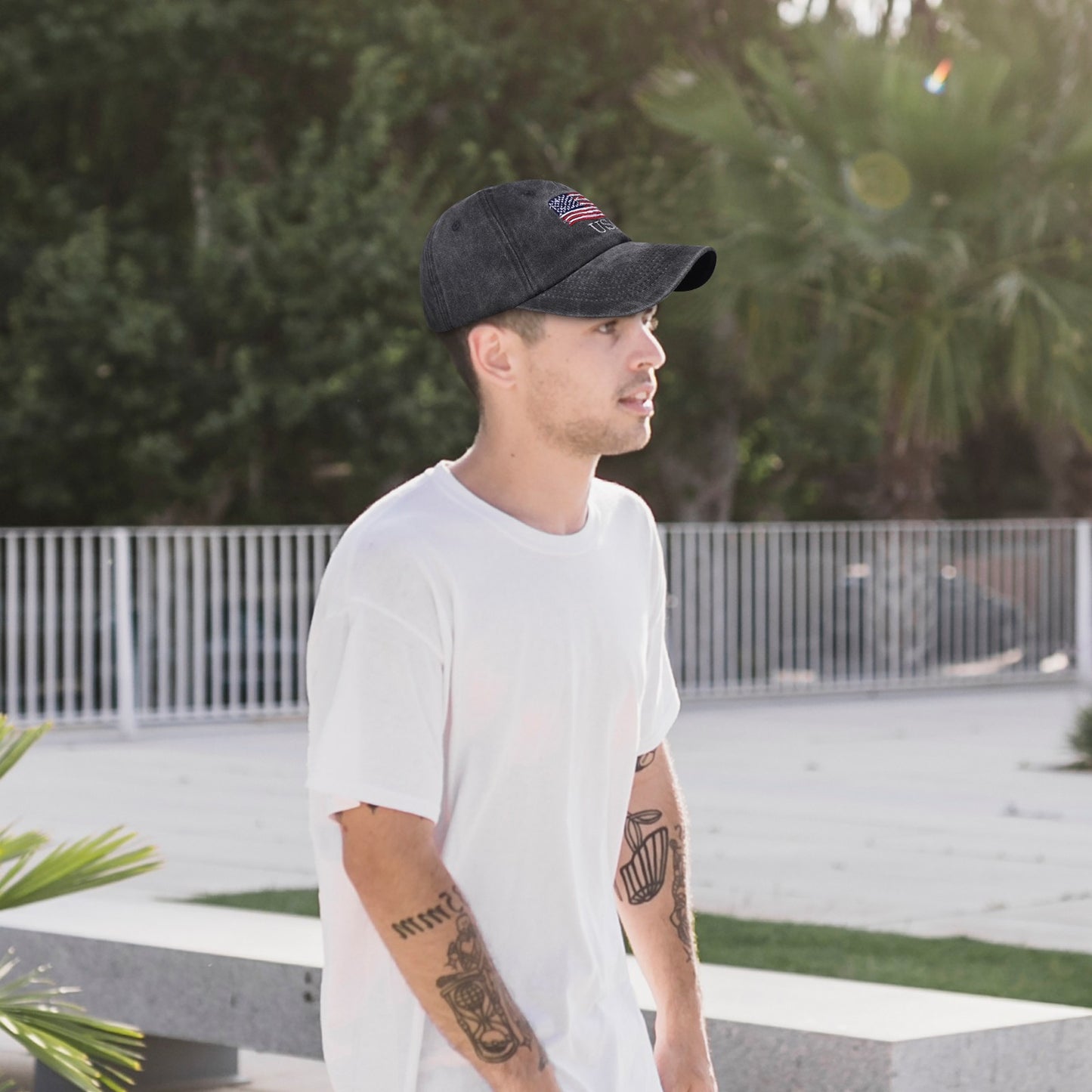 Washed American Flag Baseball Cap Retro Adjustable Cap Trucker Hat - Boniskiss