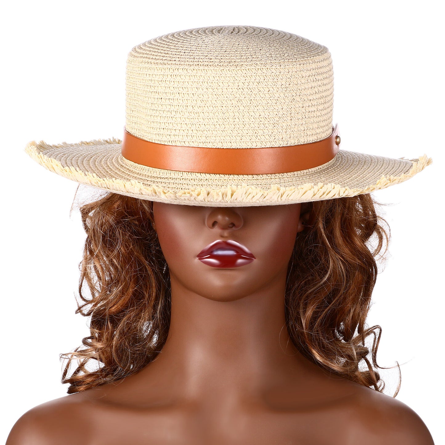 Sombrero de paja con cinturón retro para mujer de Boniskiss - Sombrero Panamá Fedora para el sol en la playa de verano con visera de rafia