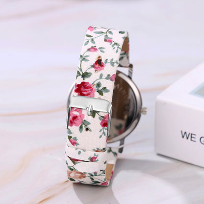Boniskiss Boho Floral Printed Wrist Watch - Casual Adjustable Arabic Numeral Quartz Wrist Watch