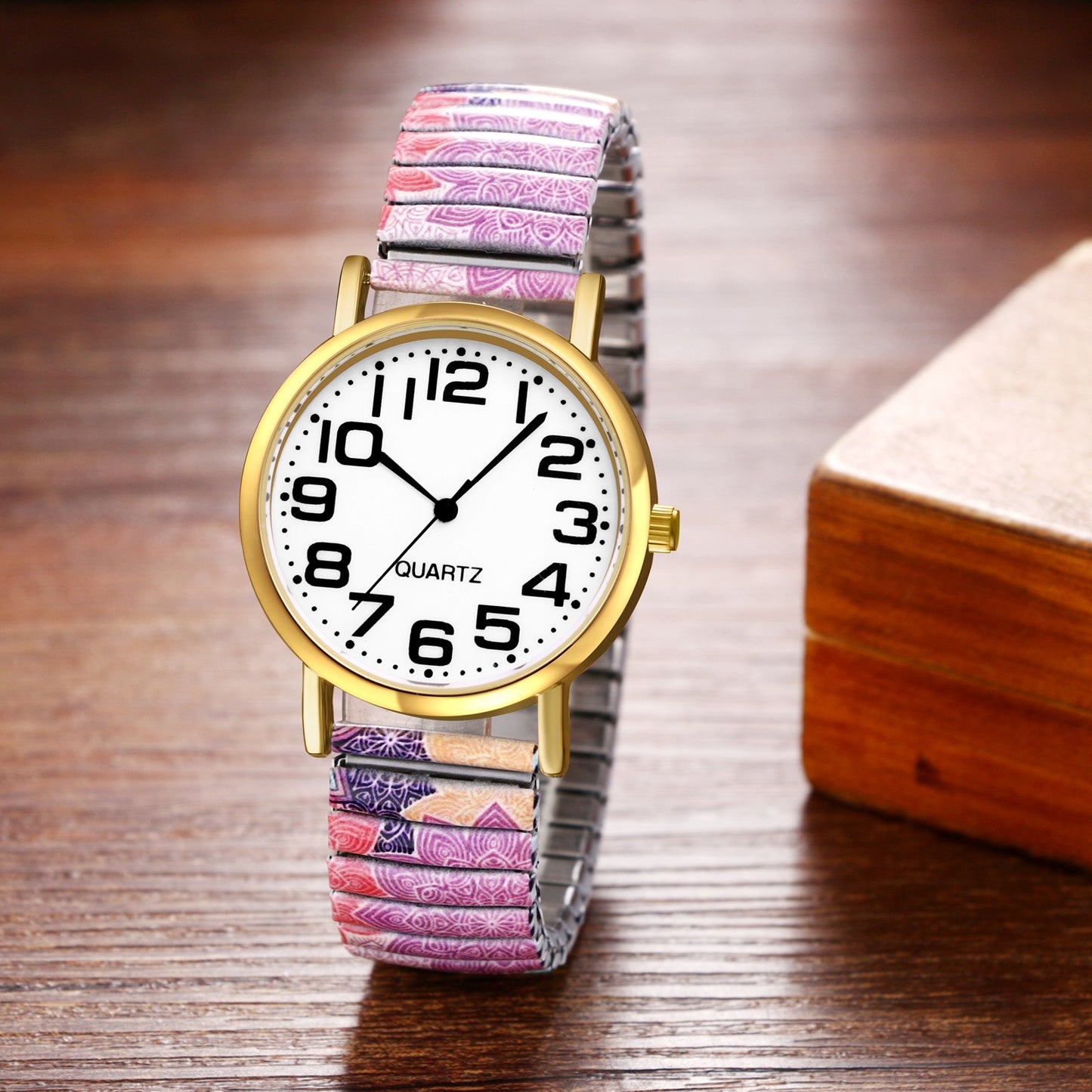 Boniskiss "Brahman" Women's Boho Printed Elastic Band Wrist Watch