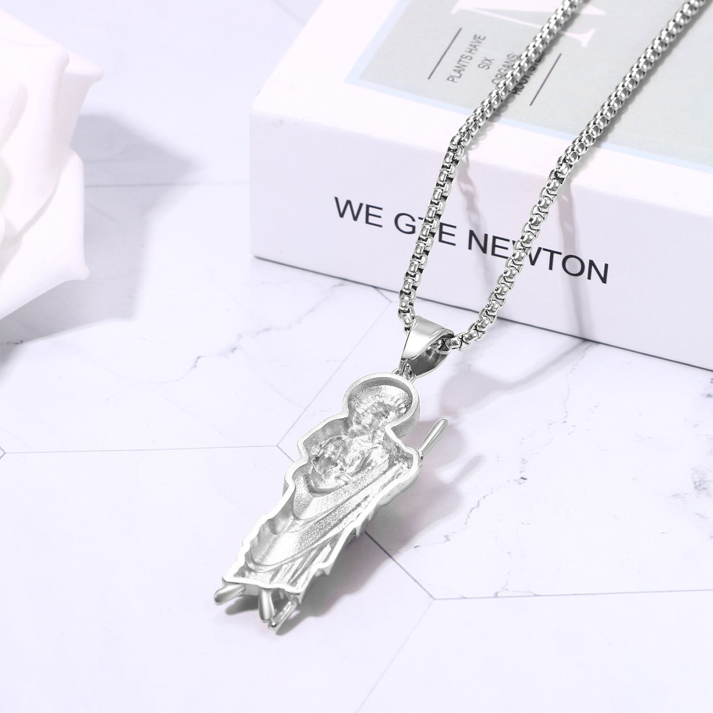 Boniskiss Christian Saint Jude Amulet Pendant Religious  Stainless Steel Necklace