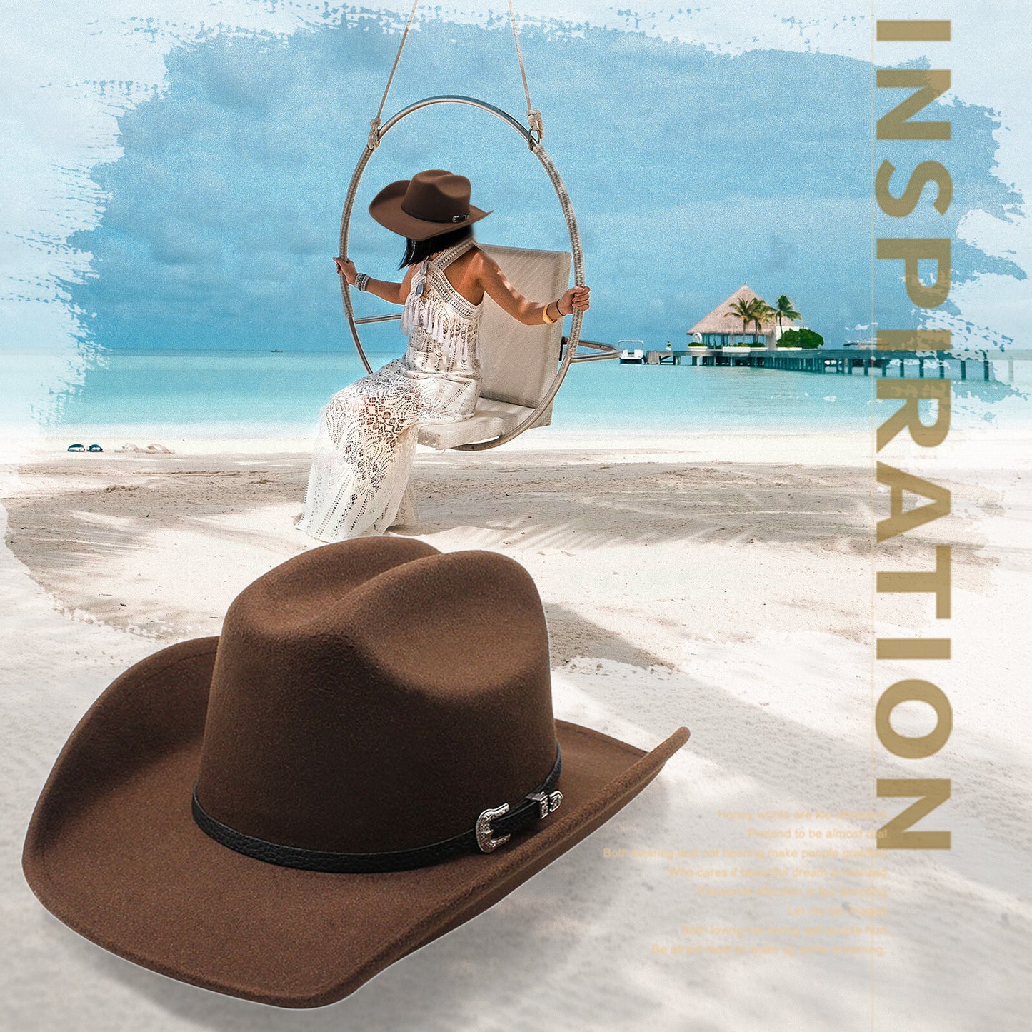 Chapeau Fedora classique de cow-boy/cowgirl avec ceinture - Boniskiss