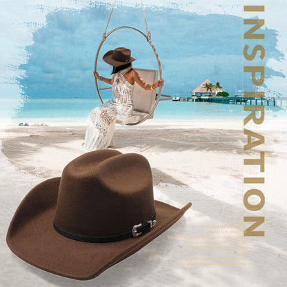 Chapeau Fedora classique de cow-boy/cowgirl avec ceinture - Boniskiss