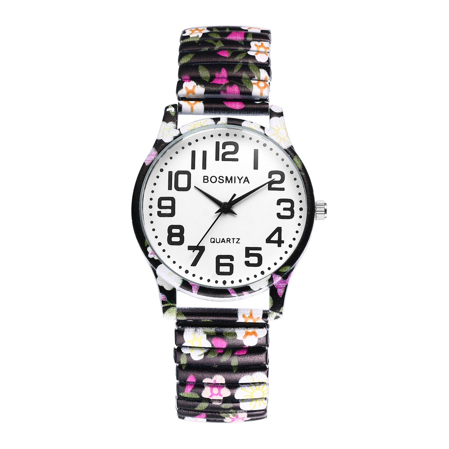 Boniskiss "Blossoms" Women's BohoPrinted Elastic Band Wrist Watch