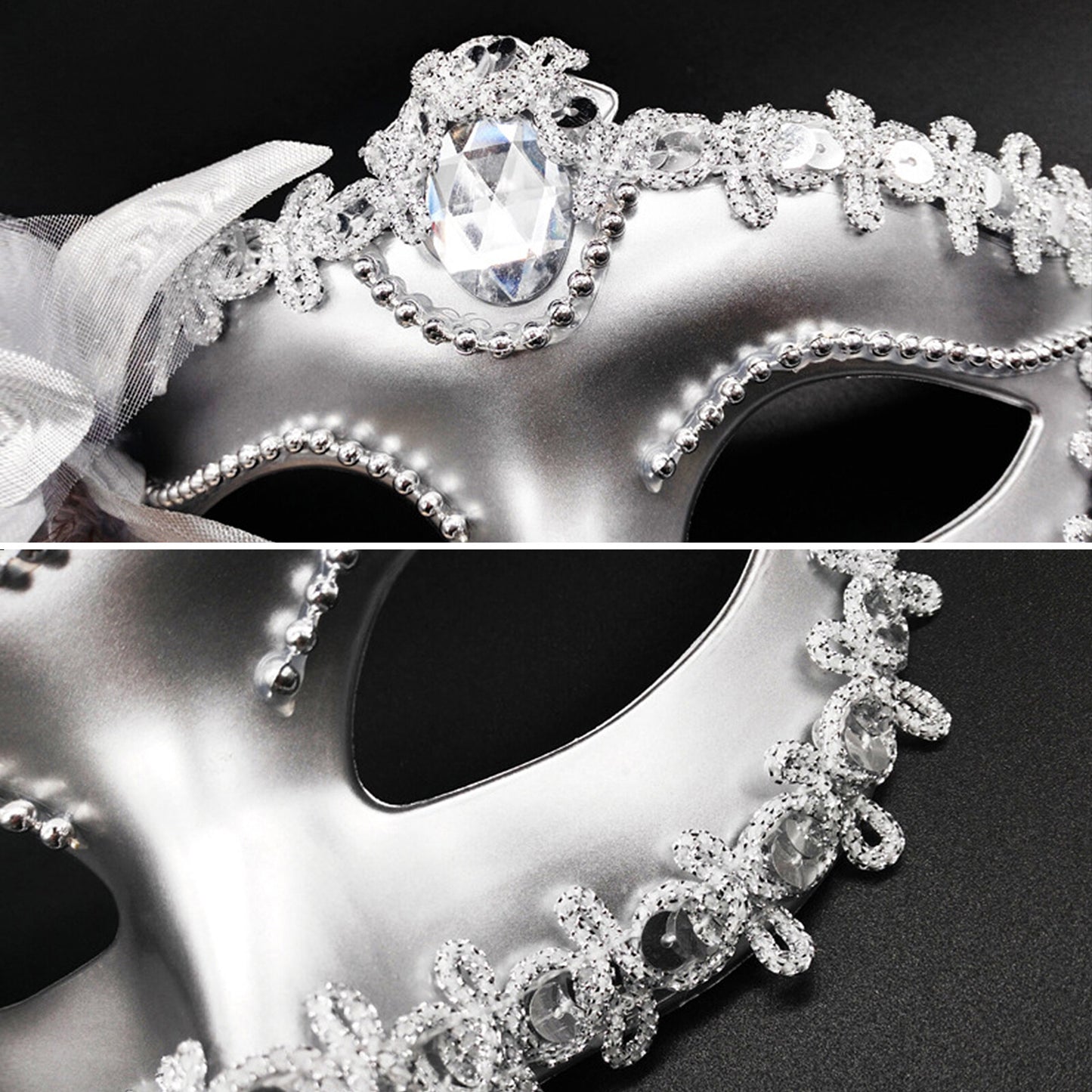 Boniskiss 2PCs Couple Venetian Lily Mask - for Ball Mardi Gras Masquerade Wedding Party Prom