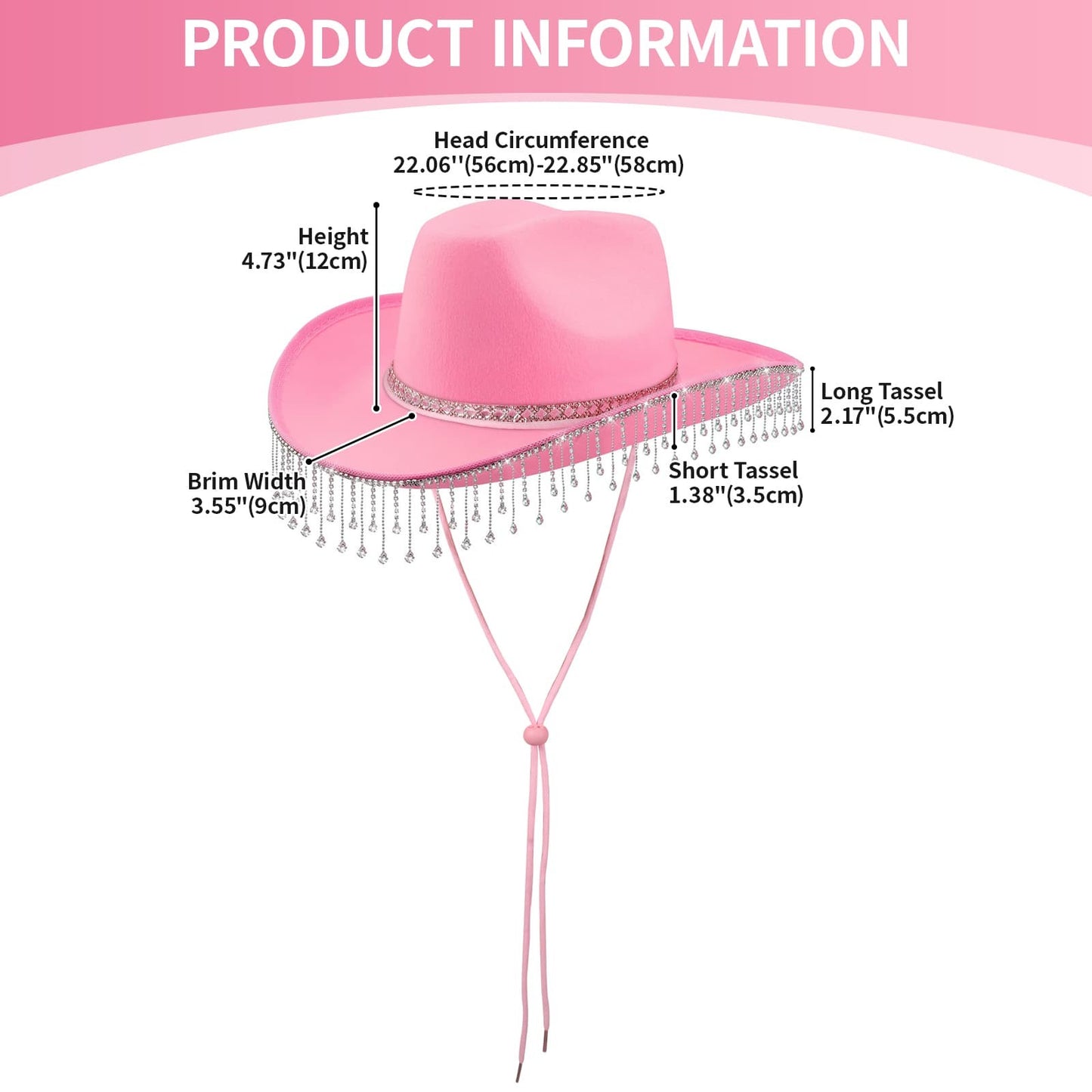 Chapeau de cowgirl disco western à franges et strass - Boniskiss