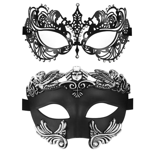 Boniskiss Couple 2pcs Acanthus Masquerade Metal Masks - Roman Greek God Party Costume Cosplay Mask