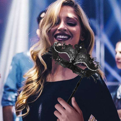 Boniskiss Women's Gorgeous Mask With Holding Stick - Venetian Masquerade Mask Mardi Gras Costumes