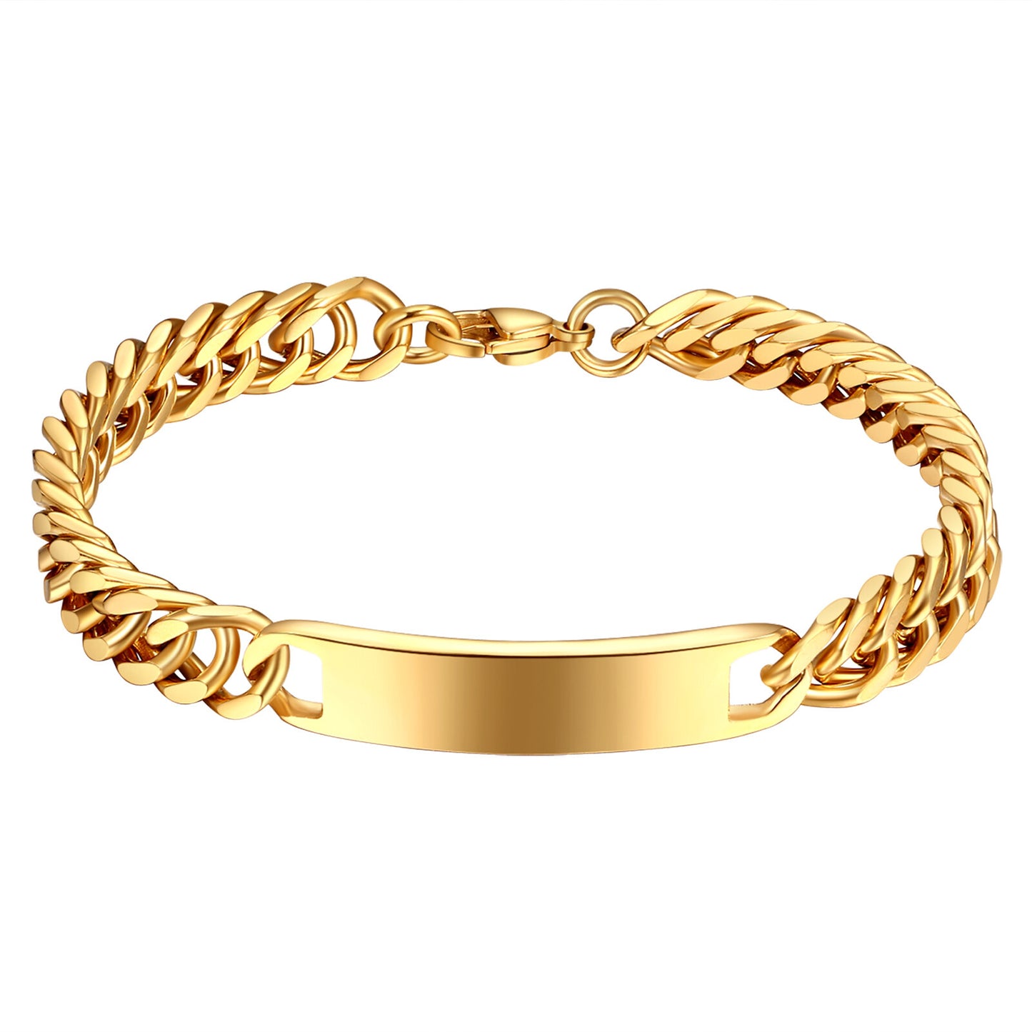 Custom Engraved Hip Hop Cuban Link Chain Stainless Steel Bracelet - Boniskiss