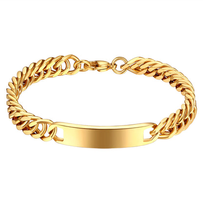 Custom Engraved Hip Hop Cuban Link Chain Stainless Steel Bracelet - Boniskiss