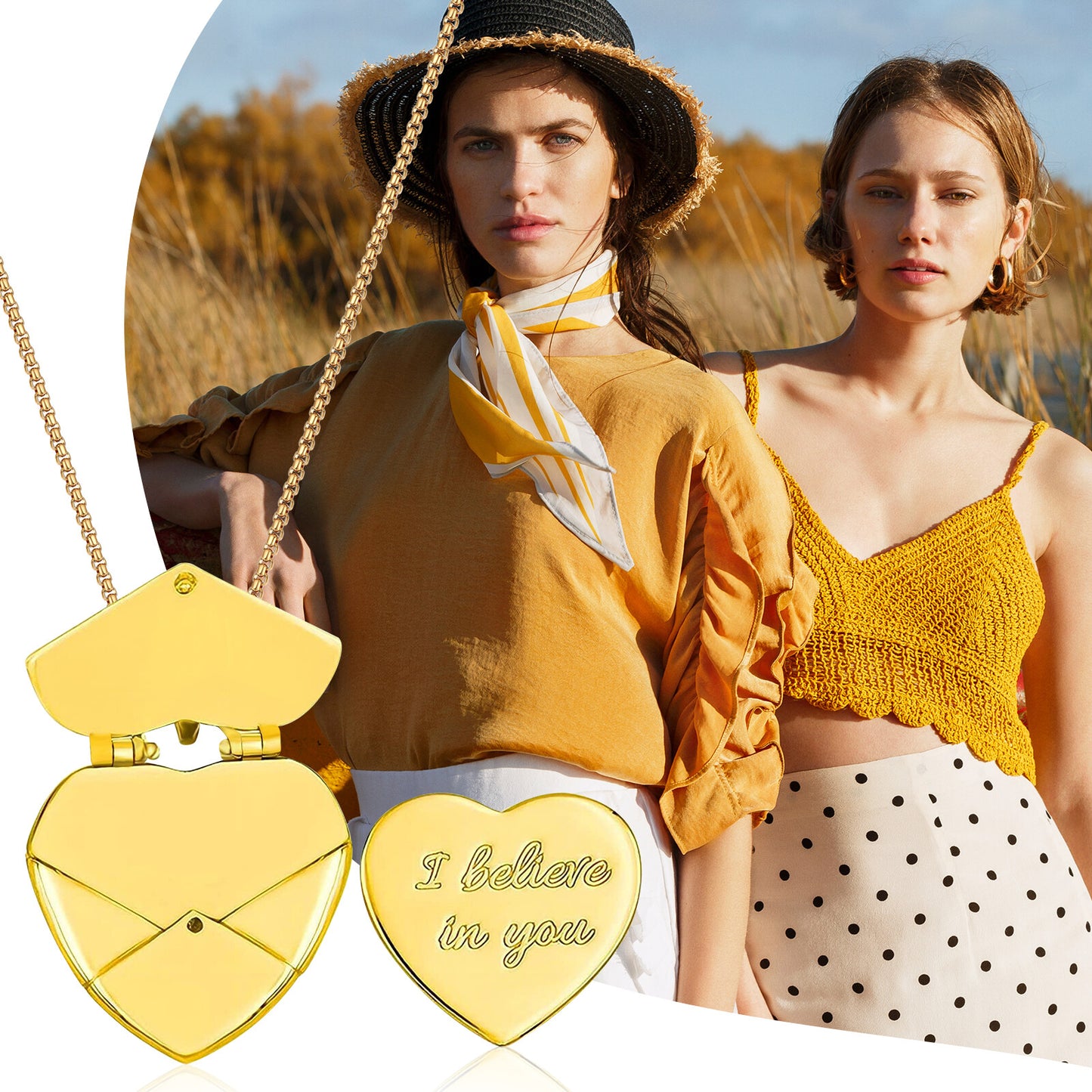 Customized Envelope Heart Necklace Stainless Steel Message Locket Pendant - Boniskiss