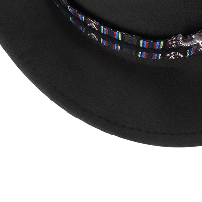 Chapeau Fedora classique de style western, en feutre, avec ceinture, idéal pour les activités de plein air et les cowboys - Boniskiss