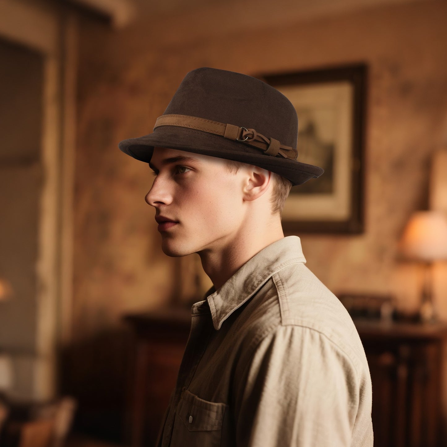 Classic Manhattan Felt Mafia Hat with Belt - Boniskiss