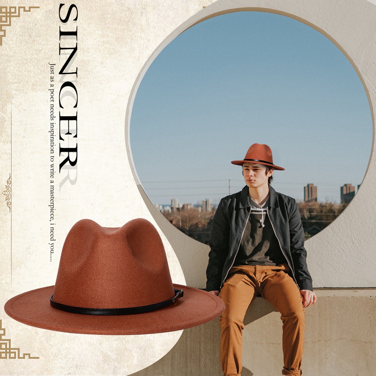 Chapeau Fedora Trilby Panama classique à larges bords avec ceinture - Boniskiss Taille ML