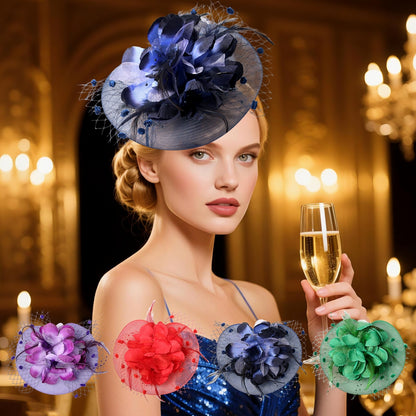 Boniskiss Vintage Tea Party Bridal Fascinator Veil Feather Headpiece Hat