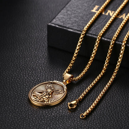 Boniskiss Christian Shield Medal Necklace - Saint Michael Angel Religious Amulet Pendant Necklace for Men