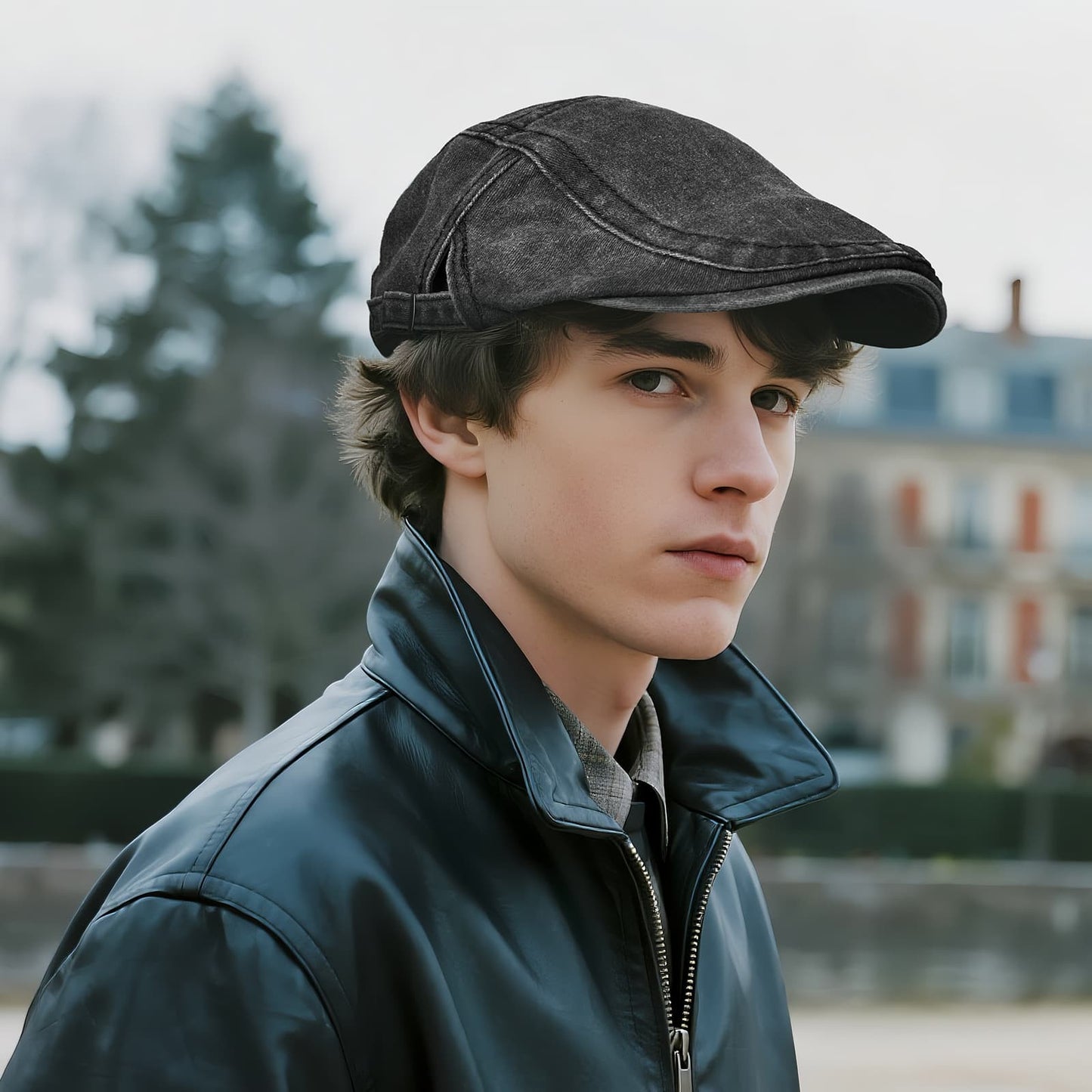 Denim Newsboy Beret Cap - Boniskiss