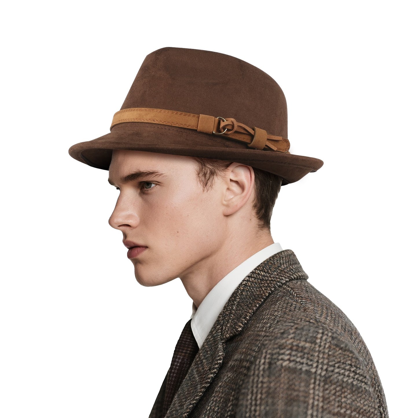 Classic Manhattan Felt Mafia Hat with Belt - Boniskiss