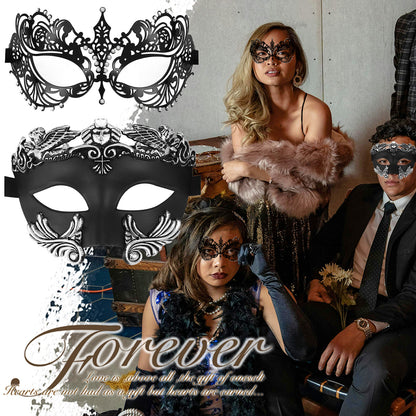 Boniskiss Couple 2pcs Acanthus Masquerade Metal Masks - Roman Greek God Party Costume Cosplay Mask