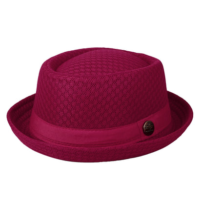 Red Soft Mesh Pork Pie Fedora Hat | Size M-L- Boniskiss