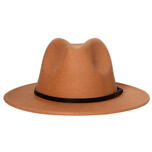 Camel Classic Fedora Trilby Panama Hat with Black Belt | SIze M-L - Boniskiss