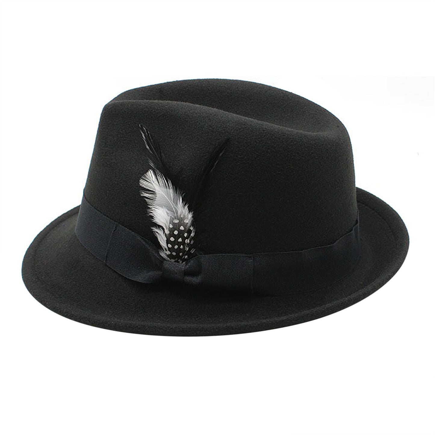Classic Fedora Hat Short Brim Felt Feather Hat | Size M-L- Boniskiss