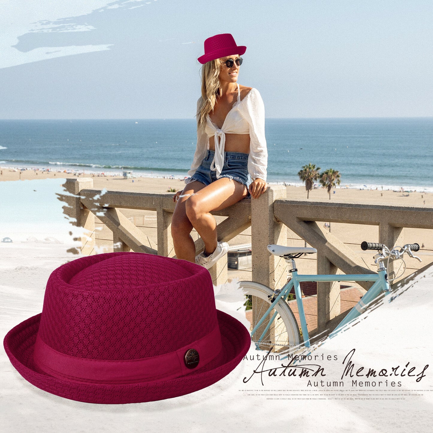 Soft Mesh Pork Pie Fedora Hat - Boniskiss
