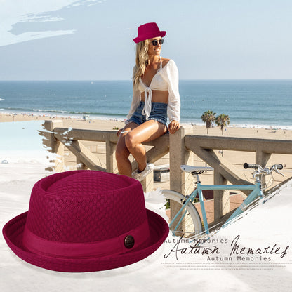 Soft Mesh Pork Pie Fedora Hat - Boniskiss
