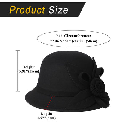Boniskiss Vintage Elegant Flower Wide Brim Cloche Hat