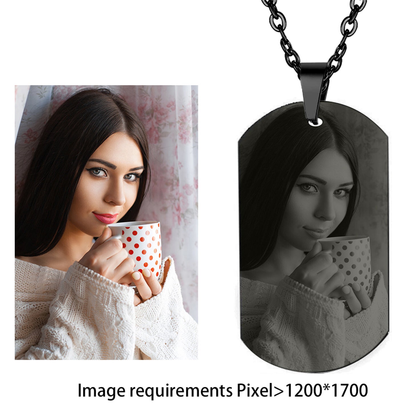 Personalized Photo Text Picture Custom Engraved Dog Tag Pendant Necklace - Boniskiss