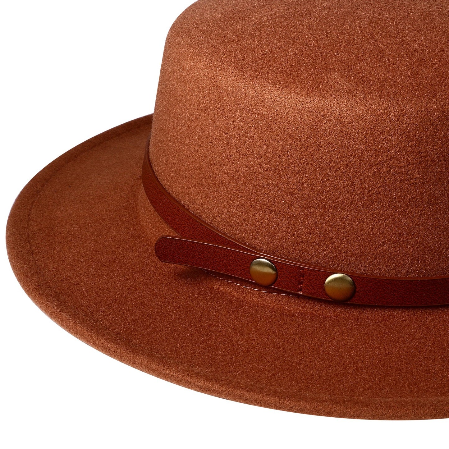 Flat Top Fedora Hat with Detachable Belt - Boniskiss