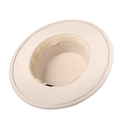 Flat Top Fedora Hat with Detachable Belt - Boniskiss