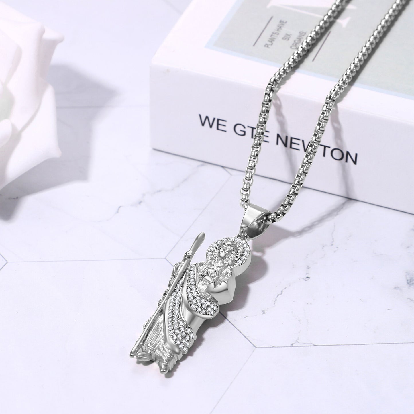 Boniskiss Christian Saint Jude Amulet Pendant Religious  Stainless Steel Necklace