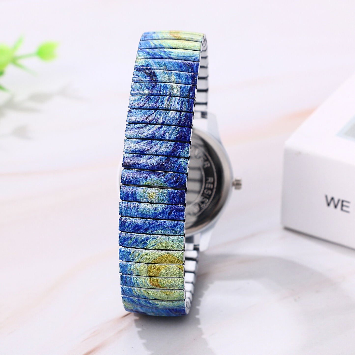 Boniskiss "Starry Night - Van Gogh" Women's Boho Printed Elastic Band Wrist Watch