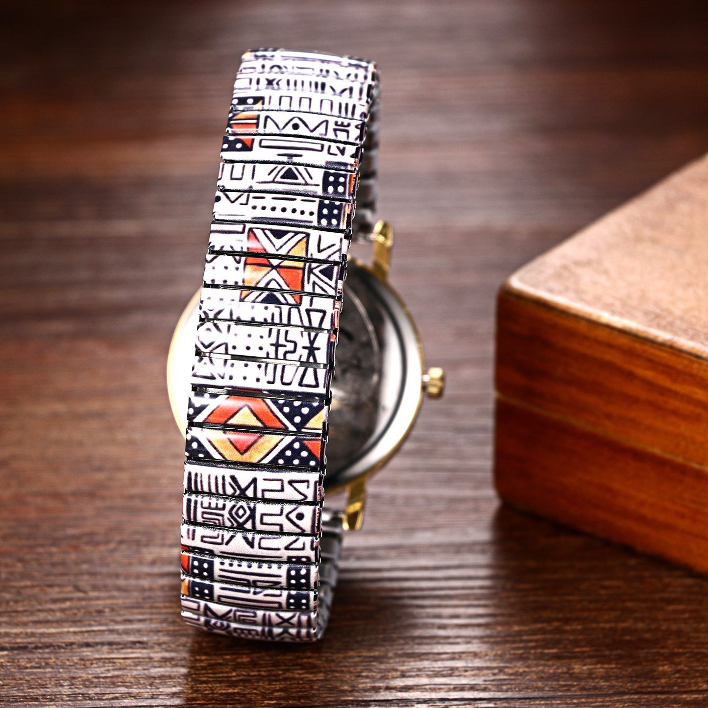 Boniskiss "Geometry" Women's Boho Printed Elastic Band Wrist Watch