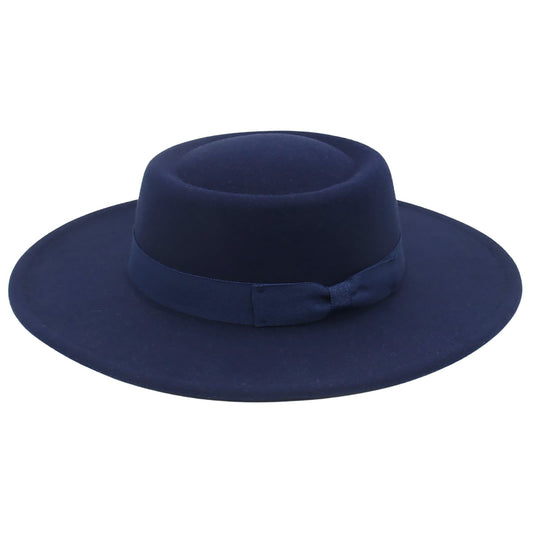 Chapeau Fedora classique en cachemire à large bord et nœud papillon - Boniskiss