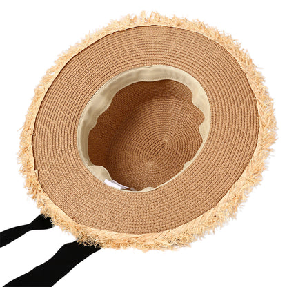 Panama Straw Hat with Bow Knot Ribbon - Boniskiss