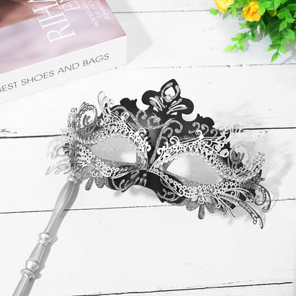 Boniskiss Women's Gorgeous Mask With Holding Stick - Venetian Masquerade Mask Mardi Gras Costumes