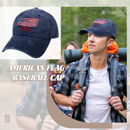 Washed American Flag Baseball Cap Retro Adjustable Cap Trucker Hat - Boniskiss