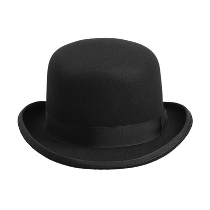 Vintage Elegant Bowler Dome Hat Retro Short Brim Fedora Hat with Hatband - Boniskiss