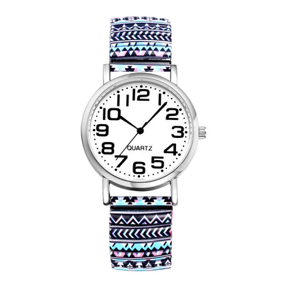 Boniskiss "Delta" Women's Boho Printed Elastic Band Wrist Watch