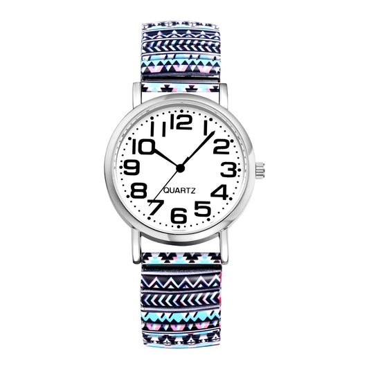 Boniskiss "Delta" Women's Boho Printed Elastic Band Wrist Watch