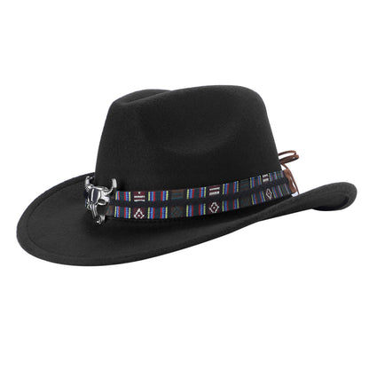 Chapeau Fedora classique de style western, en feutre, avec ceinture, idéal pour les activités de plein air et les cowboys - Boniskiss