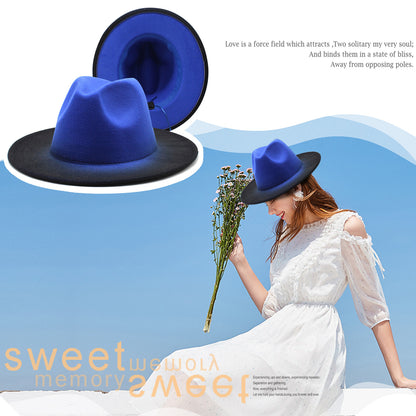 Two-Tone Gradient Panama Hat with Wide Brim - Boniskiss