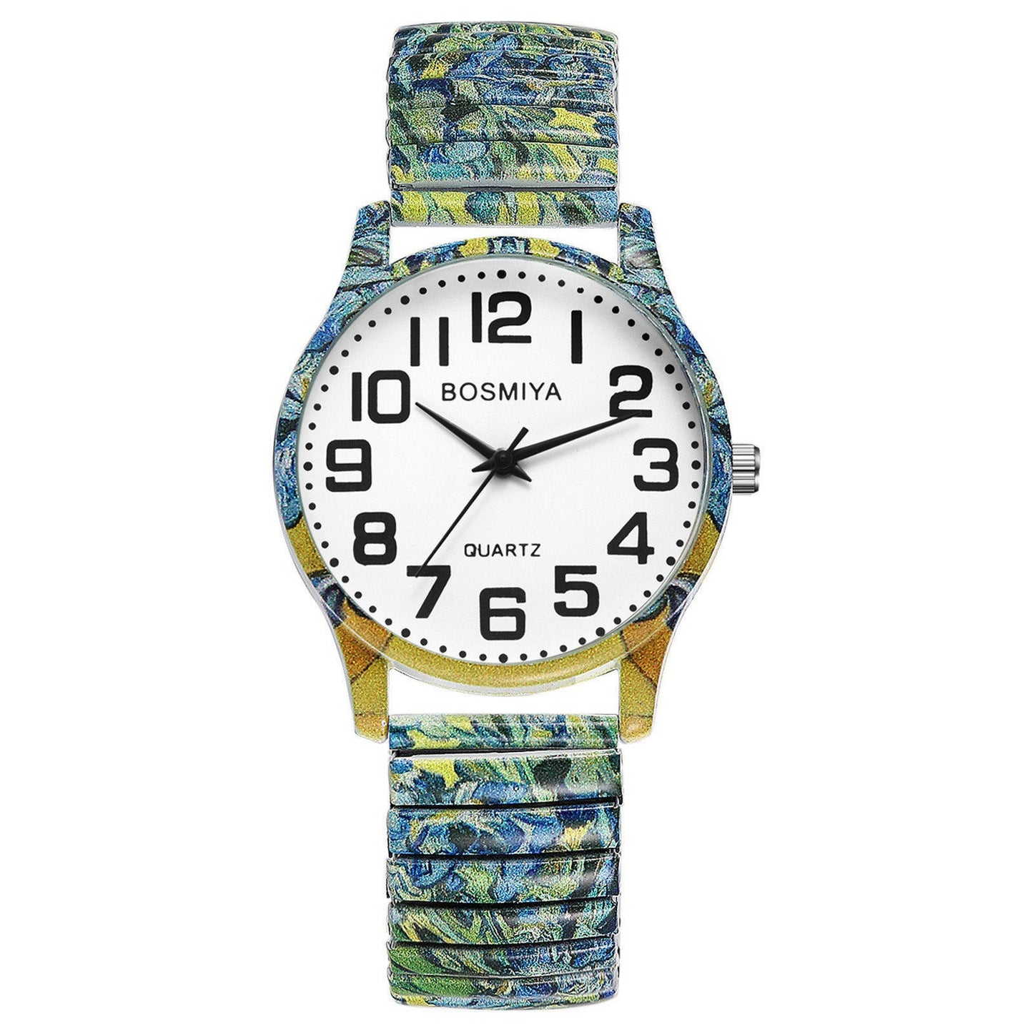 Boniskiss "Iris - Van Gogh " Women's Boho Printed Elastic Band Wrist Watch